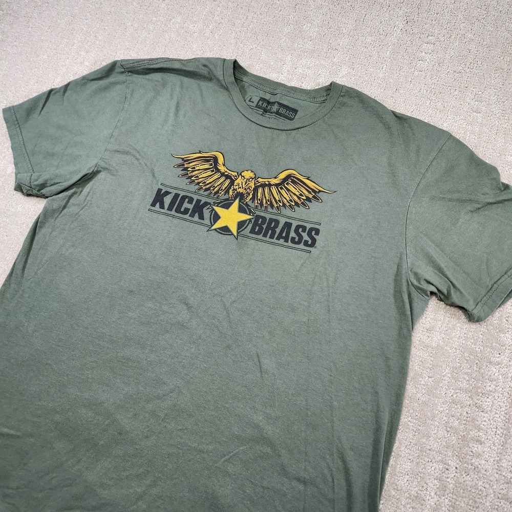 Kick Brass Shirt Men Large Army Green Tactical Ruck Conceal Carry Cotton